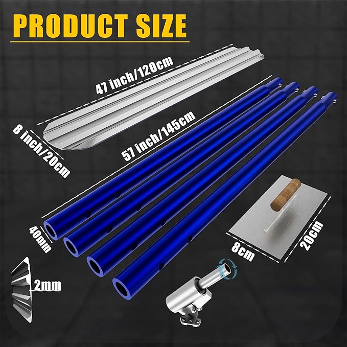 Bull Float Concrete Tools,48’’×8’’ Magnesium Aluminum Alloy Concrete Float with 4 Combinable Handles,Concrete Bull Float with Carrying Toolbox,Trowel,Concrete Bull Float Kit for Concrete Finishing