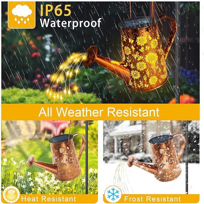 Solar Watering Can Lights, Christmas Sunflower Gifts for Women Mom Grandma Birthday, Large Hanging Solar Lantern Waterproof Outdoor Garden Decorations for Yard Porch Landscape Patio Pathway