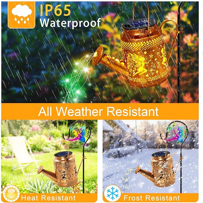 Solar Watering Can Lights, Fairy Hanging Lanterns Outdoor, Gardening Gifts for Mom Women Grandma Birthday, Waterproof Solar Lights Garden Decor for Outside Yard Art Patio Porch Lawn Backyard, 2 Pack