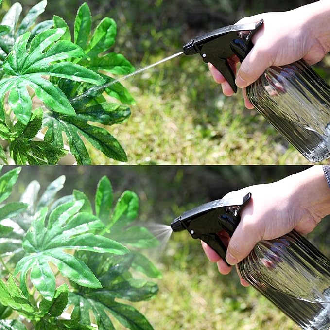 Handheld Glass Spray Bottle- 16 oz with Adjustable Nozzle for Watering Indoor and Outdoor Potted Plants and Greenery and More, 2.8 x 8.2in (grey)