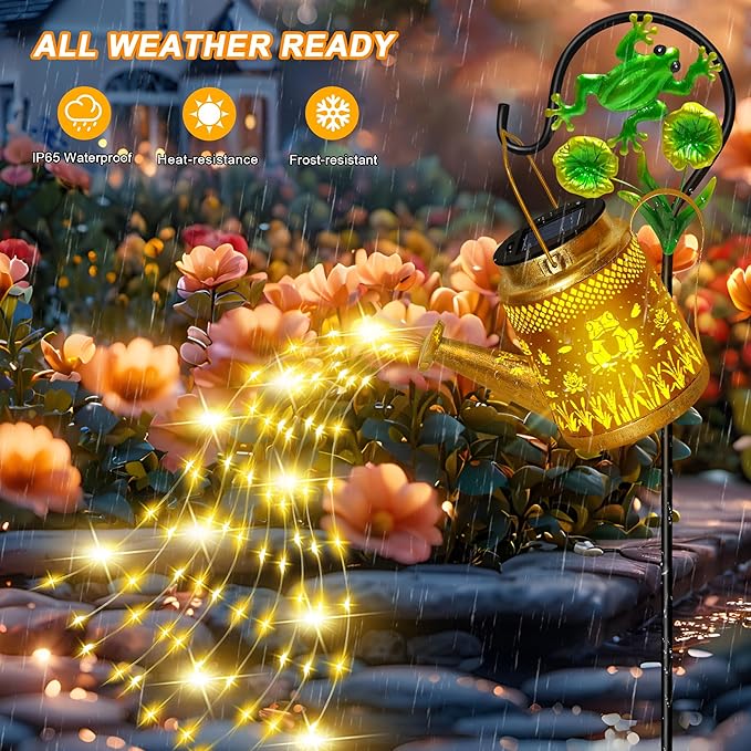 Christma Gifts Dragonfly Solar Watering Can Lights, Outdoor Waterproof Outdoor Lantern with Shepherd Hook, Solar Garden Decor for Yard Outside, Mothers Day Gifts Gift for Women Mom Grandma