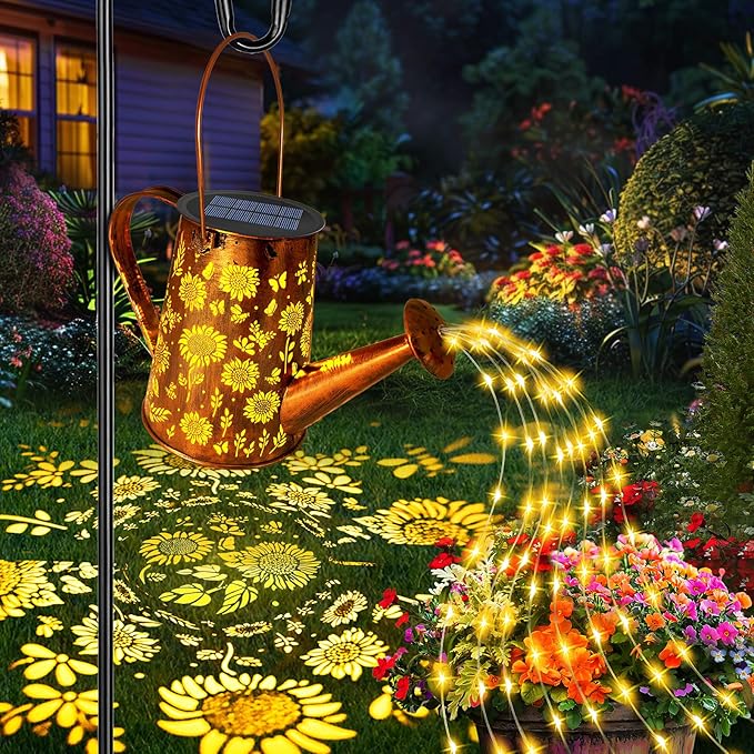 Solar Watering Can Lights, Christmas Sunflower Gifts for Women Mom Grandma Birthday, Large Hanging Solar Lantern Waterproof Outdoor Garden Decorations for Yard Porch Landscape Patio Pathway