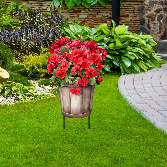 Briarwood Lane Striped Geraniums Metal Art