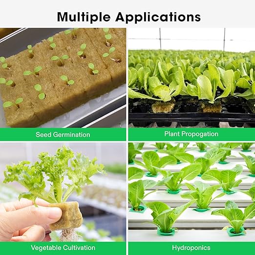 VIVOSUN 1 Inch Rockwool Cubes, 100 Plugs Grow Cubes for Hydroponics, Cuttings, Cloning, Plant Propagation, Seed Startling