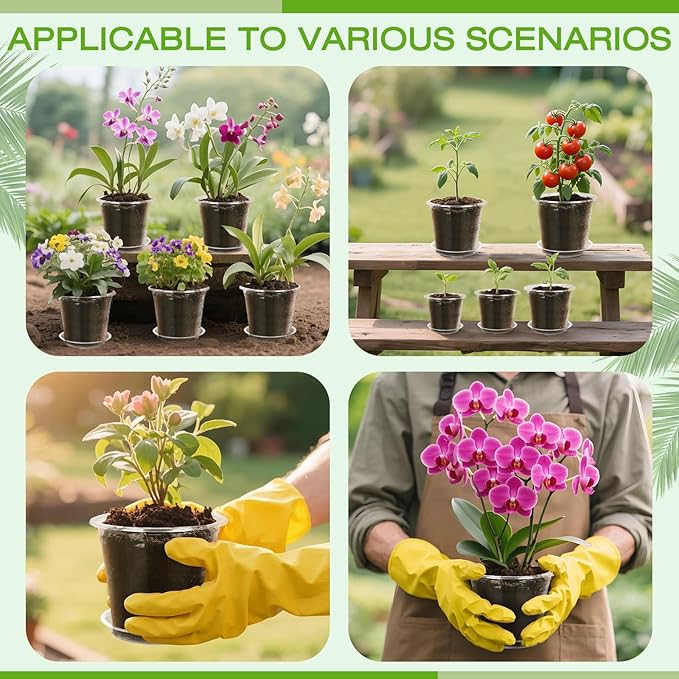 7/6/5/4/3 Inch Clear Nursery Pots with Drainage Trays, 25 Pack Plastic Pots for Plants, Clear Pot for Seed Starting, Transplanting, Succulents, and Indoor Gardening (3+4+5+6+7 inch)