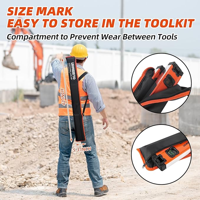 3-Piece Spirit Level Set, 12", 20", 40" Level Set with Magnetic Torpedo Level, 45°/90°/180°Bubbles Measuring, Aluminium Alloy Levels with Carrying Bag