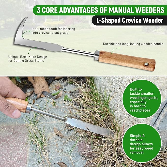 FR 3 Pcs Set Weed Puller Tool, Manual Weed Puller Tool, Crevice Weeder