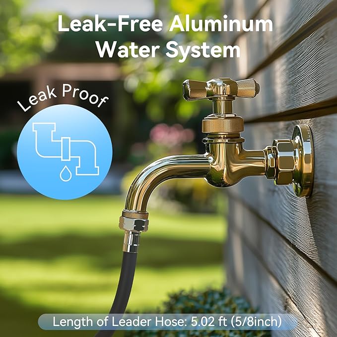 Hose Reel, Heavy Duty Metal Deck Box Hideaway Holds 125 ft x 5/8" Hose, Garden Hose Reel with Never-Leak System, Manual Crank Handle, Hose Guide, Ideal for Yards, Patios, and Garden Sheds