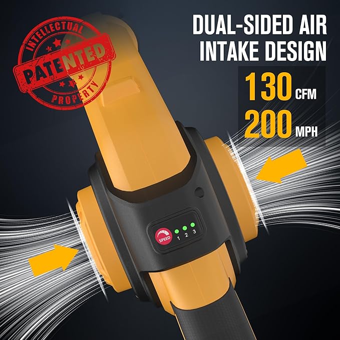 EWORK Small Leaf Blower Cordless 21V 130CFM/200MPH Lightweight Electric Leaf Blower with 2x2.0Ah Battery and Fast Charger, Mini Battery Powered Compact Blowers for Lawn Care, Leaves, Jobsite