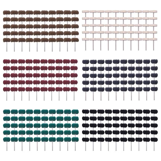 Rocaris 300 Pack Abrasive Wheels, 1“ Abrasive Buffing Polishing Wheels Burr for Rotary Tools-1/8 Shank, for Bulk Pruchase