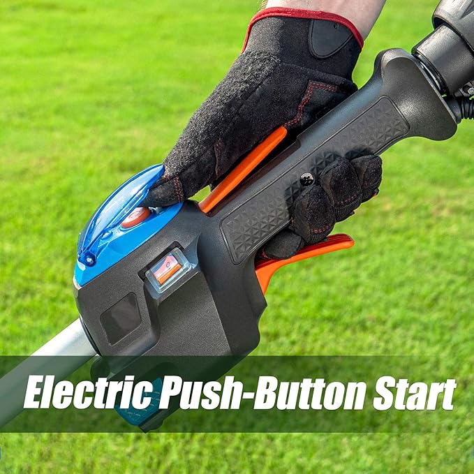 LawnMaster NPTGSP2517A No-Pull Gas Grass Trimmer with Electric Start 25cc 2 Cycle,17-Inch