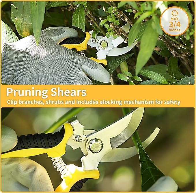 Garden Tools, 8 Piece Heavy Duty Gardening Tools Set with Non-Slip Rubber Grip, Stainless Steel Garden Tool, Gifts for Kids, Women, Husbands, and Parents