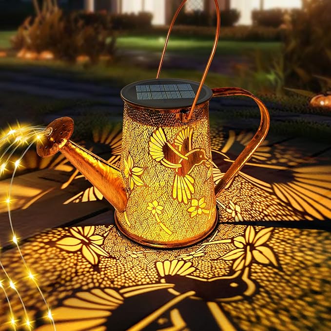 Solar Watering Can Lights,Hummingbird Gifts for Women Mom Grandma Birthday, Large Hanging Solar Lantern Waterproof Outdoor Garden Decorations for Yard Porch Landscape Patio Pathway