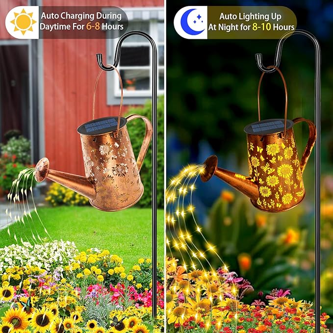 Solar Watering Can Lights, Christmas Sunflower Gifts for Women Mom Grandma Birthday, Large Hanging Solar Lantern Waterproof Outdoor Garden Decorations for Yard Porch Landscape Patio Pathway