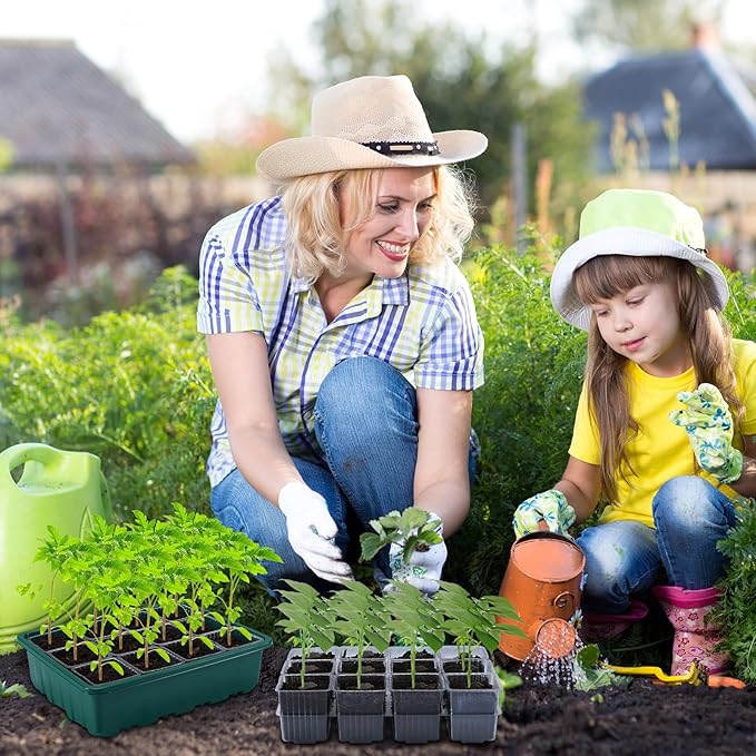 Seedfactor 7 Packs Seed Starter Tray, 84 Separate Cells Seedling Starter Trays Kit with Humidity Dome and Base Indoor Greenhouse Mini Propagator, Reusable Seedling Tray for Plants Indoor-Clear