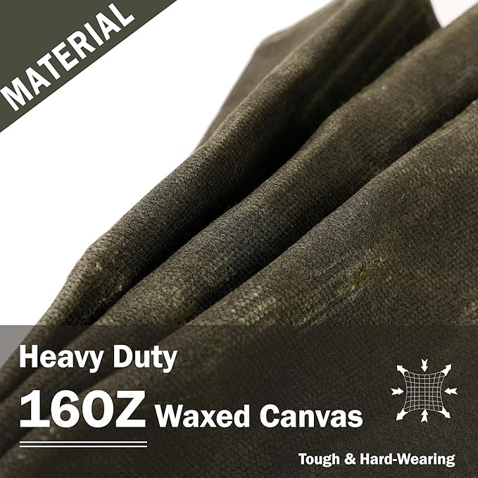 Tool Tote Bag, Heavy Duty 16oz Waxed Canvas Garden Tool Bag | Portable 11-Pocket Tool Storage Bag for Gardener Electrician Contractor Repairman (14"L x 5.5"W x 10.5"H) – Army Green