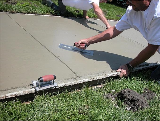 MARSHALLTOWN Finishing Trowels, DuraSoft Handle Material, 356mm Length, Curved Handle Style, 89mm Width, High Carbon Steel Blade Material, Made in The USA, MXS58D