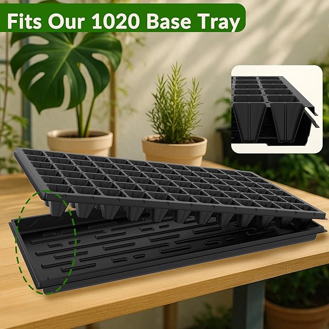 Gardzen 10 Pack 72 Cell Seed Starter Trays, 1.75" Deep Plug Tray for Seedlings, Thick Seedling Trays with Drainage Holes, Fit Standard 1020 Drip Tray