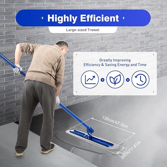 Concrete Bull Float Kit, Bull Float Magnesium Concrete F-loat, 3.9 x 3.9 FT Concrete Finishing Trowel Bull Float Concrete Kit Cement Surface Smooth Finish Tool, with Detachable 1.8M Handle
