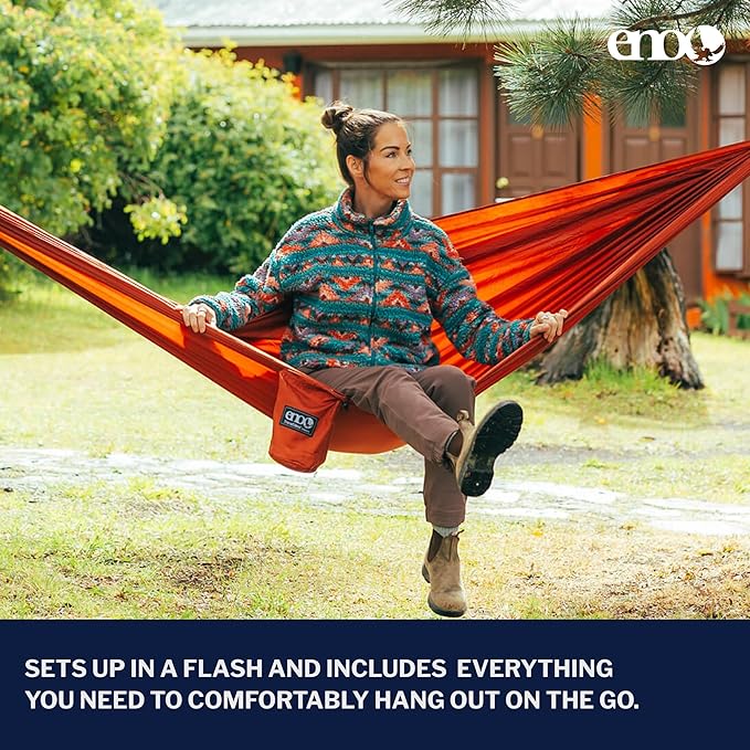 ENO TravelNest Hammock & Straps Combo - Portable Hiking and Camping Hammock with Straps Included - Travel Hammock for Camping, Hiking, Backpacking, a Festival, or The Beach + Straps Combo - Canyon