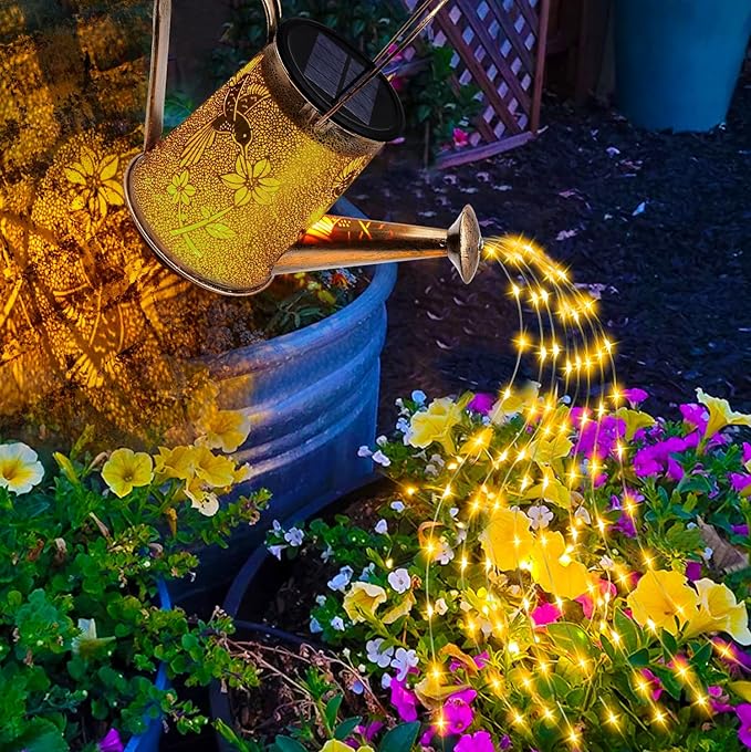 Solar Watering Can Lights, Hummingbird Gifts for Christmas Women Mom Grandma Birthday, Waterproof Outdoor Garden Decor Large Hanging Solar Lanterns Garden Lights for Patio Porch Yard Flowerbed Pathway
