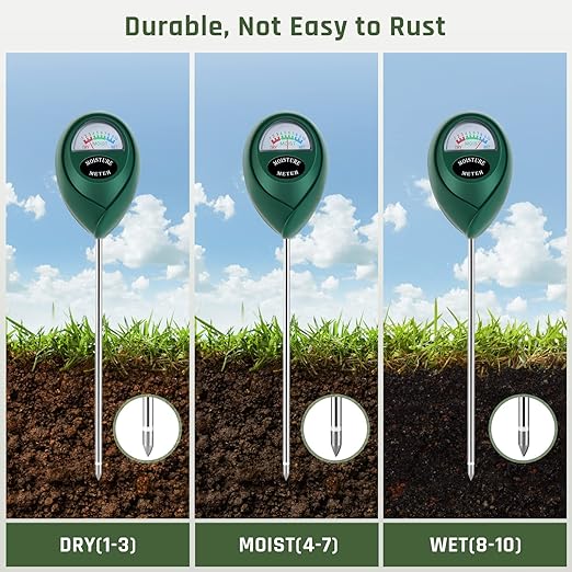 Plant Moisture Meter, Plant Water Meter, Soil Moisture Meter for House Plants for Garden, Lawn, Farm, Indoor & Outdoor Use, No Batteries Required (2 Packs Green)