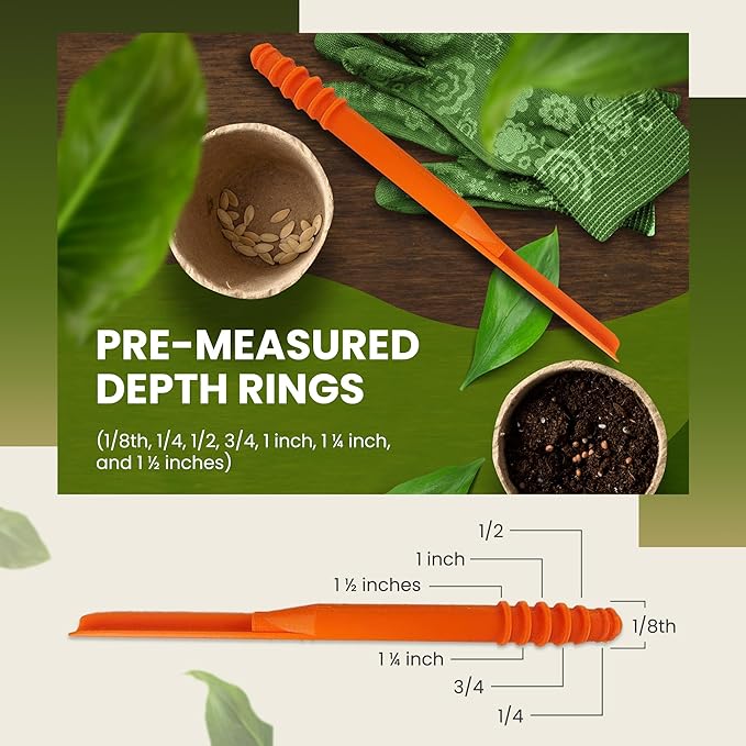 Dibby Seed Sowing Garden Tool Dibber Planter Transplanter – Sow Seeds at the Right Depth – Easily Transplant Delicate Seedlings (Little Dibby) Orange