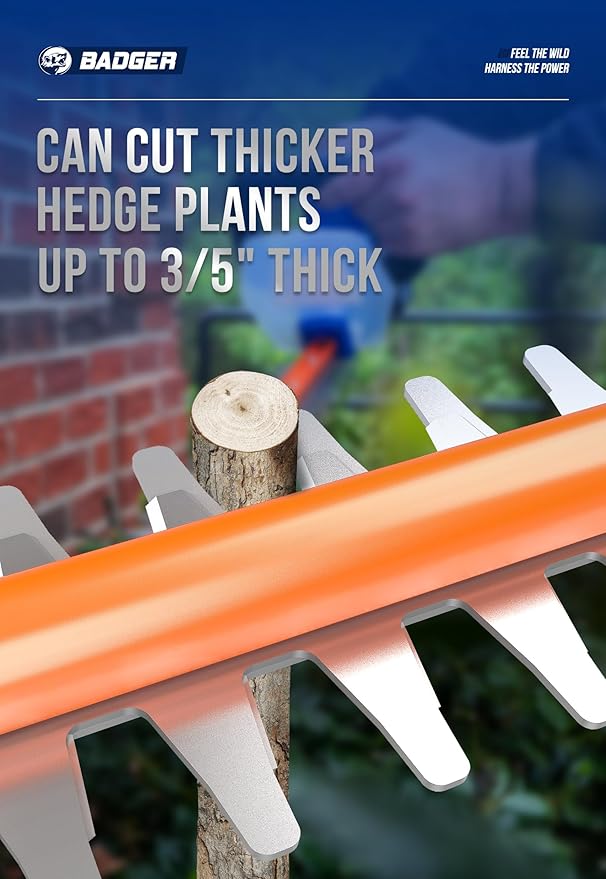 Wild Badger Power 20v Hedge Trimmer Upgrated, 22" Cordless with Guard & Bumper, Lightweight, Powerful, 2.0AH Battery and Charger Included