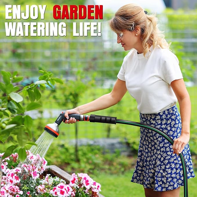 Heavy Duty Garden Hose 25ft, NON-EXPANDABLE Flexible Water Hose, Kink Resistant Lightweight Hybrid Hose, Leakproof Hose Male to Female Fittings