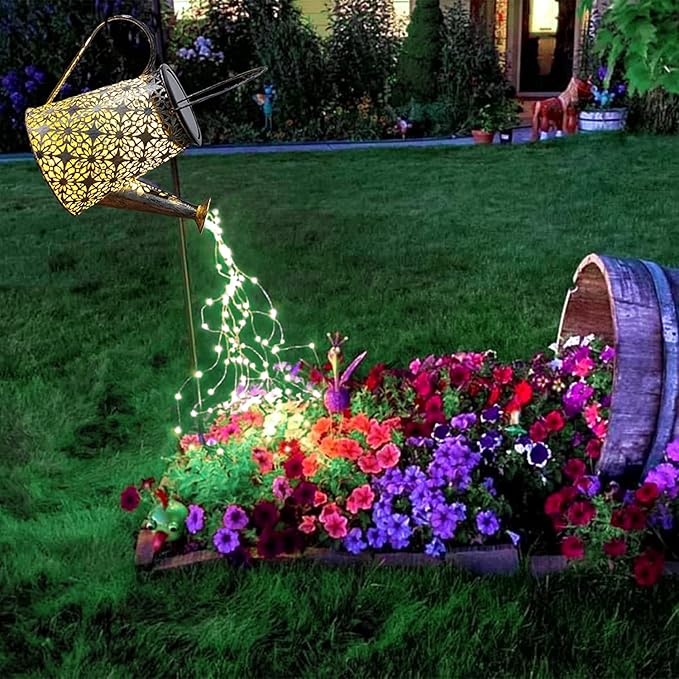 Solar Watering Can Lights,Christmas Large Retro Metal Hanging Solar Lights Outdoor Waterproof, Birthday Gifts for Women Mom Grandma Garden Decor Yard Light LED Decoration Outside for Porch Lawn Patio