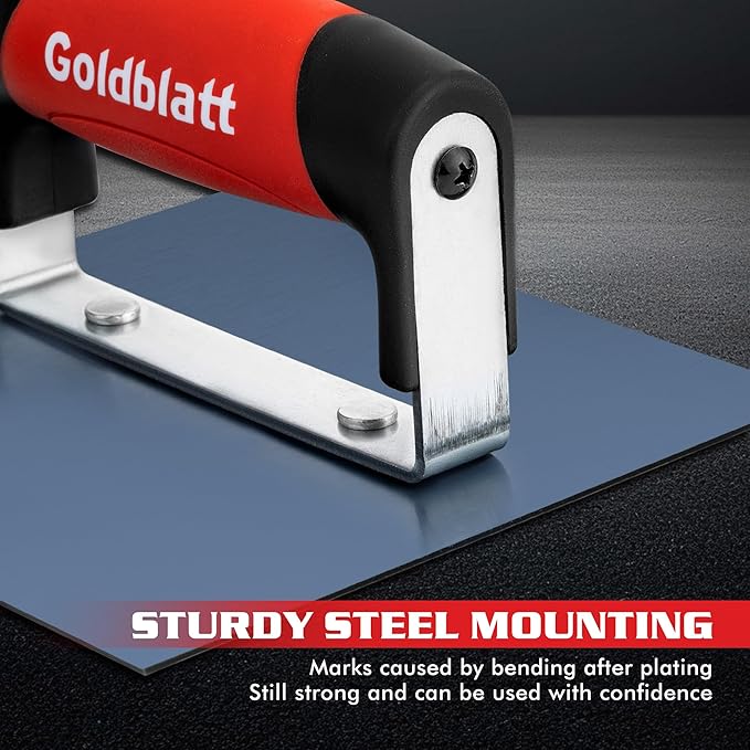 Goldblatt Concrete Tools, Concrete Edger, 6" x 6" Blue Steel Edger (1/2"R, 5/8"D), Durable High Carbon Steel Concrete Finishing Tools - Masonry Hand Tool with Soft Grip, Sturdy Steel Mounting