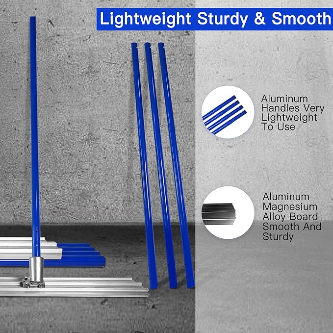 Bull Float Aluminum Magnesium Alloy Concrete Float 48"x8" Round End Board Kit trowel Tool Cement Tools Float Bracket Concrete Tools Finishing With 57" Handle x4 VOYAR