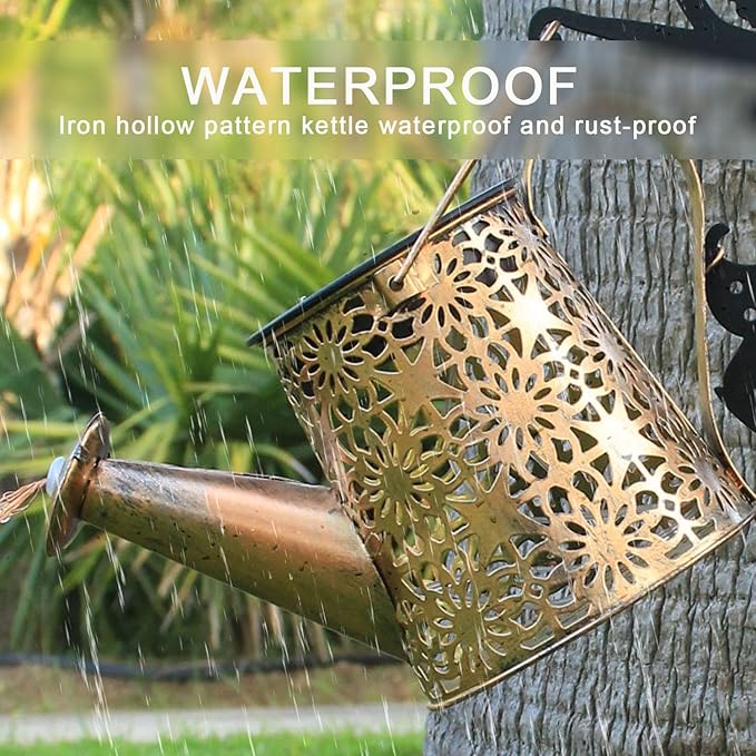 2Pack Solar Watering Can Lights,Waterproof Hollowed-Out Retro Metal Outdoor Lights with Fairy or Gnomes Accessories,Gifts for Mom Grandma Women Garden Patio Pathway Christmas Decor(Angel 1 style)