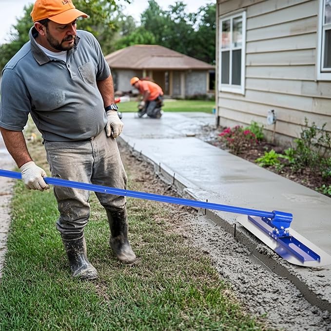 VEVOR Bull Float Magnesium Concrete Float, 47.24 x 7.28 Inch Round End Concrete Float Tool with 4 Aluminum Alloy Replaceable Handles, Cement Finishing Float for Various Industrial Applications