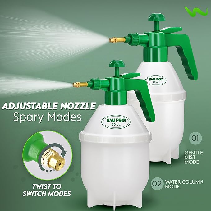 RamPro 0.4 Gallon Garden Sprayer - 1.5L Weed Sprayer with Adjustable Brass Nozzle & Safety Valve