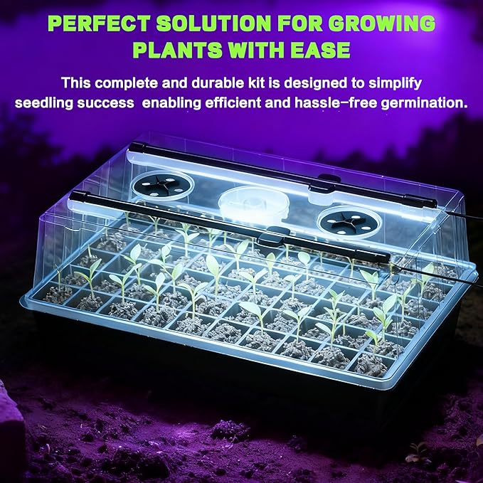 120-Cell Self-Watering Seed Starter Tray with Grow Lights, Upgraded 1–24H Timer, Seed Trays with Humidity Dome, Indoor Gardening System, Starter Kit for Seeds, Plant Germination