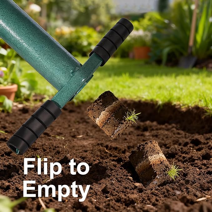 Sod Plugger Bulb Planter Planting Tool, Easy to Assemble Garden Trasnplanter with Serrated Base for Planting Grass Plug for Digging Holes Tulips, Daffodils, Iris