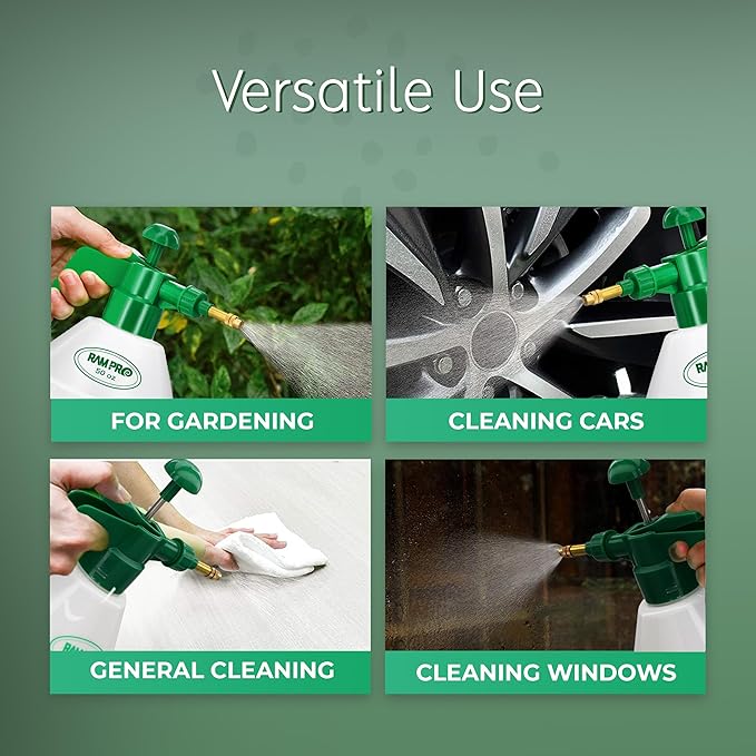 RamPro 0.4 Gallon Garden Sprayer - 1.5L Weed Sprayer with Adjustable Brass Nozzle & Safety Valve