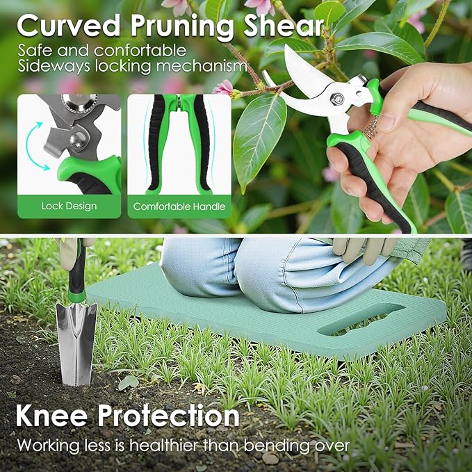 Orientools Gardening Gifts for Women & Men, Garden Tools Set Kit with Bag, 11 Piece Gardening Hand Tools, Allotment Gifts for Gardeners