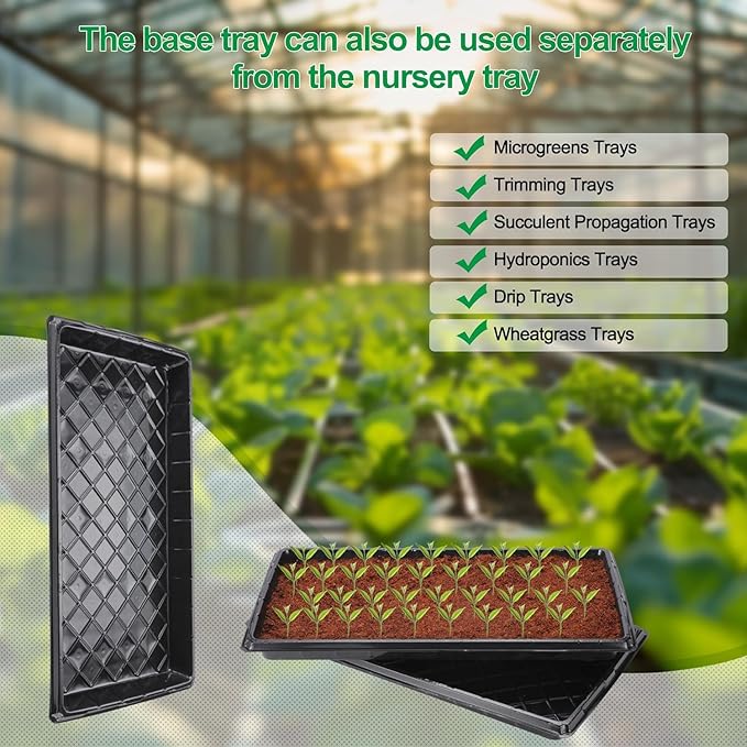 (20-Pack)200-Cell Seed Starter Trays with Dibber, 10 Pack Nursery Starting with Base Tray, 200 Hole Soil Digger for Setting Out Quickly, Seedling Planting Tray, Germination Kit Trays Reusable
