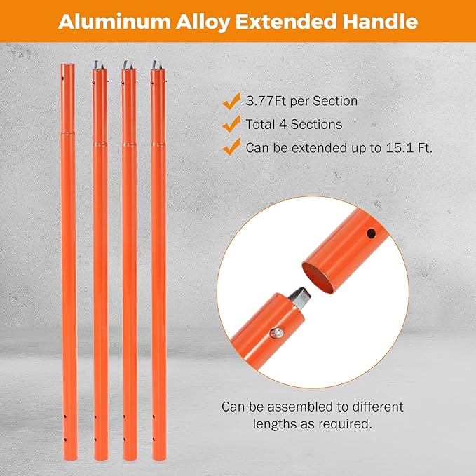 BEAMNOVA Bull Float with 48 * 12 Inches Stainless Steel Scraper Concrete Trowel 181 in Cement Extension Rod Concrete Finishing Tools Kit