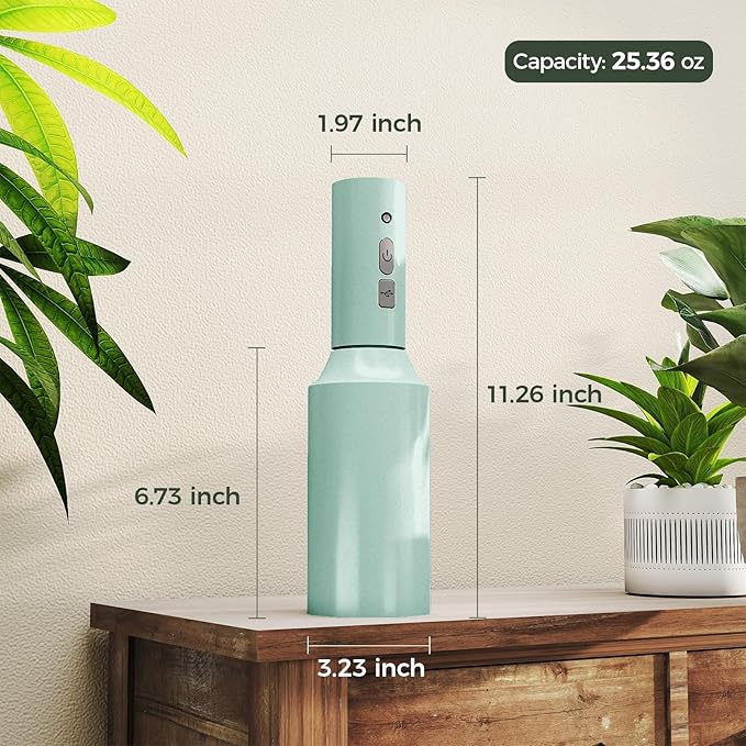 Bamworld Rechargeable Battery Powered Sprayer Electric Spray Bottle 750ml Continuous Mist Sprayer for Plants Cleaning Hairstyling Gardening USB Fast Charging Indoor Outdoor Use Hands-Free Green
