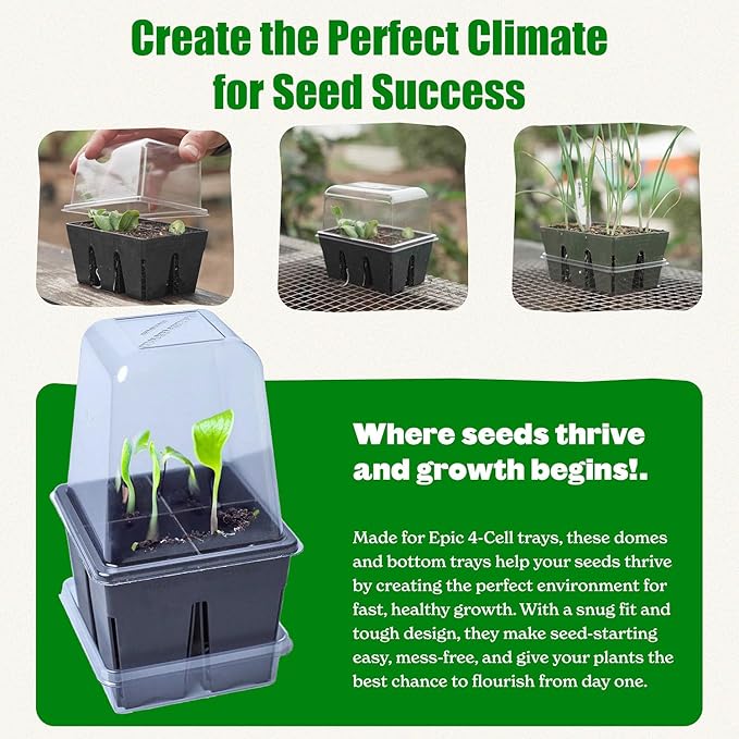 Epic Gardening Reusable Germination Domes & Trays - Easy Watering Seed Starting - Gardener Friendly Plant Trays for Seedlings | UV-Treated & BPA-Free (16)