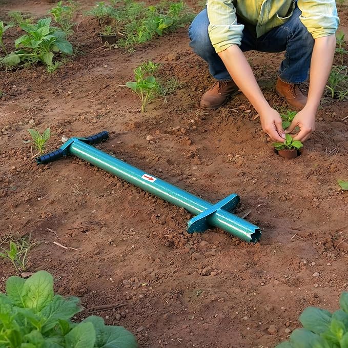 Sod Plugger Bulb Planter Planting Tool, Easy to Assemble Garden Trasnplanter with Serrated Base for Planting Grass Plug for Digging Holes Tulips, Daffodils, Iris