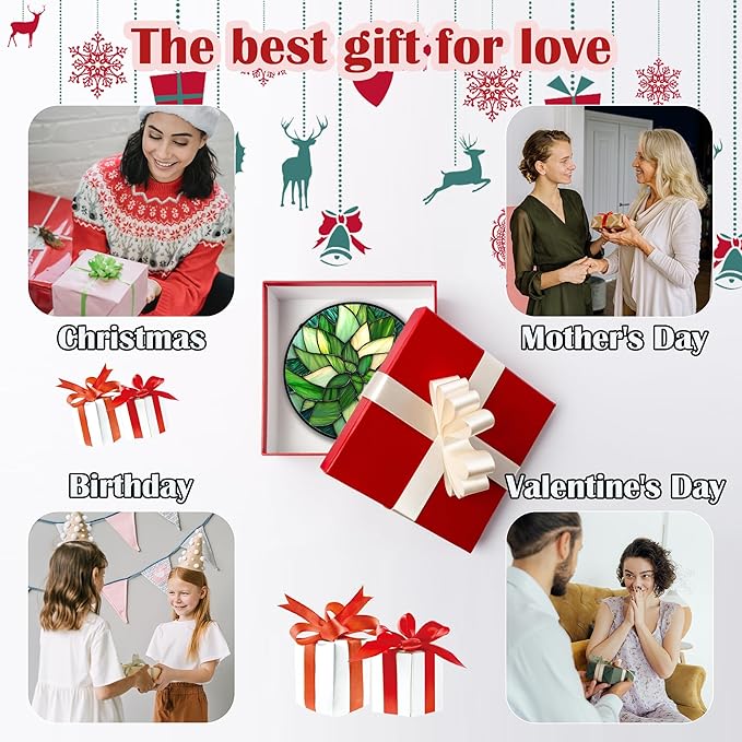 Stained Glass Window Hanging - Ireland Green Suncatcher for Doors Garden Patio Sun Catchers Decor Mother's St. Patrick's Day Birthday for Women Men Mom Nana Friend 6.3 in