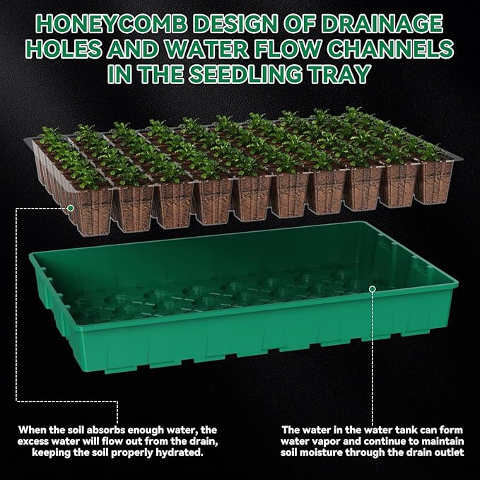 120 Cell Seed Starter Tray, Seed Starter Kit with Growth Light, 3.54-inch Humidity Dome Seedling Germinatio Starter Kit, Indoor Seed Germination Tray for Seed Reproduction and Seed Initiation