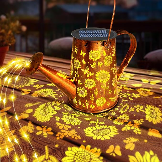 Solar Watering Can Lights, Christmas Sunflower Gifts for Women Mom Grandma Birthday, Large Hanging Solar Lantern Waterproof Outdoor Garden Decorations for Yard Porch Landscape Patio Pathway