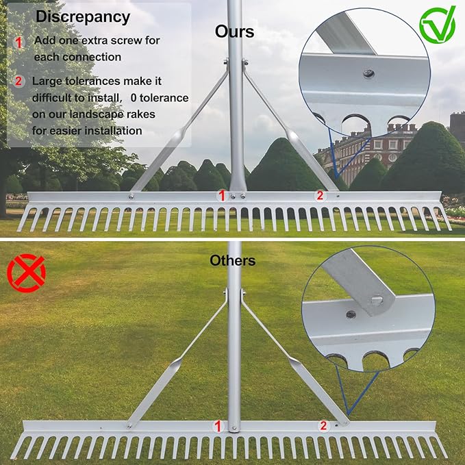 Landscape Rake 36 Inch Head, Leaf Rakes for Lawns with 67 Inch Handle,Aluminum Yard Tool for Loosening Soil, Landscaping Lawn Care , Lake Garden Pond and Beach Care