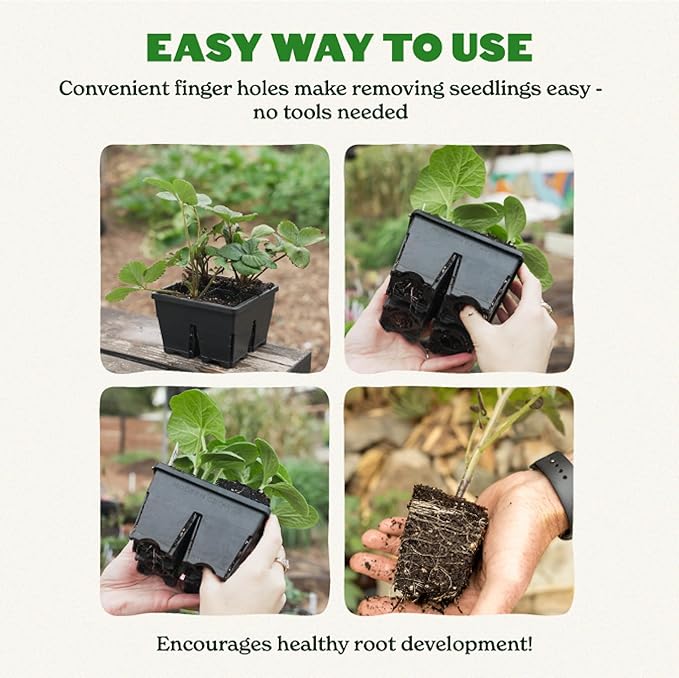 Epic Gardening Reusable Seed Starter Tray - 4 Cell 4"/32 Seedling Starter Trays - Easy Watering, Indoor Greenhouse, Plant Starter, Gardener-Friendly for Seedlings | UV-Treated & BPA-Free - Black