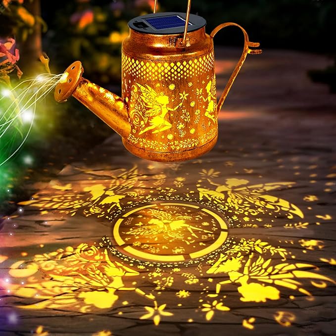 Solar Watering Can Lights, Fairy Hanging Lanterns Outdoor, Gardening Gifts for Mom Women Grandma Birthday, Waterproof Solar Lights Garden Decor for Outside Yard Art Patio Porch Lawn Backyard, 2 Pack